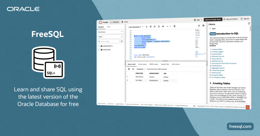 Freee Sql FreeSQL.com: Seu Oracle Gratuito no Browser – FLUIDATA